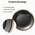 thumbnail image 3 of Uxcell 12pcs Clear Charger Plates Bulk, 13" Plastic Round Charger Plates with Bead Trim Dinner Dessert Plate for Wedding Party Event Table Setting Decoration, Light Gold On Black, 3 of 6