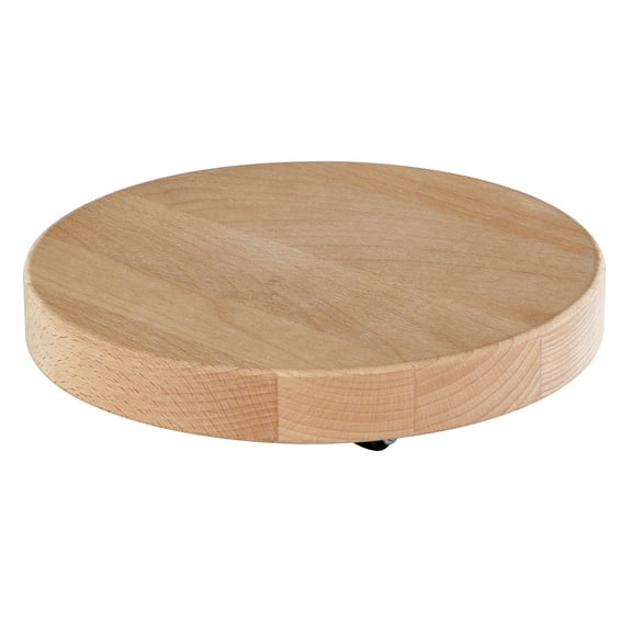 Wagner Sleek Beech Wood Round Plant Caddy with No-Show Swivel Casters, 220 lbs Capacity