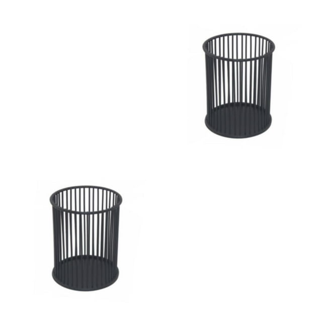 Matsuzay Portalápices de Metal, organizador de dormitorio de oficina, contenedor hueco de escritorio, papelería, cubo de cepillo con Control Negro 2piezas