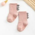 thumbnail image 2 of Odeerbi Dinosaur Fuzzy Socks for Toddler Boys Girls Non-Slip Coral Velvet Crew Socks Cotton Thermal Fluffy Socks Cozy Plush Socks Baby Winter Thickened Floor Socks, 2 of 4