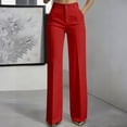 thumbnail image 3 of Resicozy High Waisted Straight Leg Suit Pants Women Business Casual Office Dress Trousers with Pockets Red M, 3 of 7