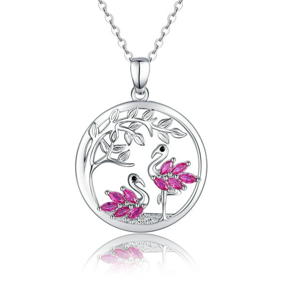 Coachuhhar Collier Flamant Rose en Argent Sterling 925 Pendentif Animal Mignon Pendentif Oiseau Flamant Rose Collier Bijoux Flamant Rose Cadeaux pour Femmes Épouse Maman