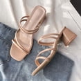 thumbnail image 2 of MuXiKeJi Clothes Women's Open Toe Block Heel Strappy Slide Sandals Square Toe On Dress Mules Heel Sandals, 2 of 5