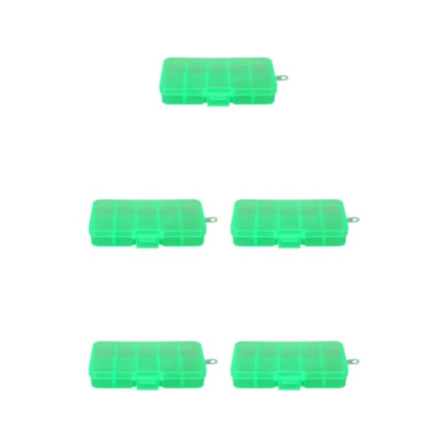 Decodeary 10 Grid Plastic Jewelry Removable Storage Box Multi-functional Organizer for Beads and Earrings Green 12.8x6.5x2.2cm 5Set