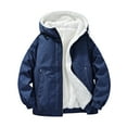 thumbnail image 3 of Zedker Mens Jacket Sherpa Lined Hoodie Jacket Winter Warm Heavy Weight Zip Up Hooded Sweatshirt Thick Fleece Coats Blue XXXXL, 3 of 10