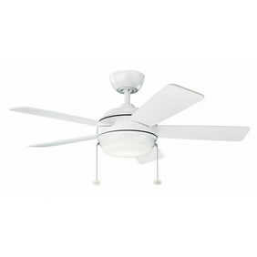 Ceiling Fan with Light Kit 13.75 inches Tall By 42 inches Wide   Matte White Finish with Matte White/Matte White Blade Finish with Etched Cased Opal