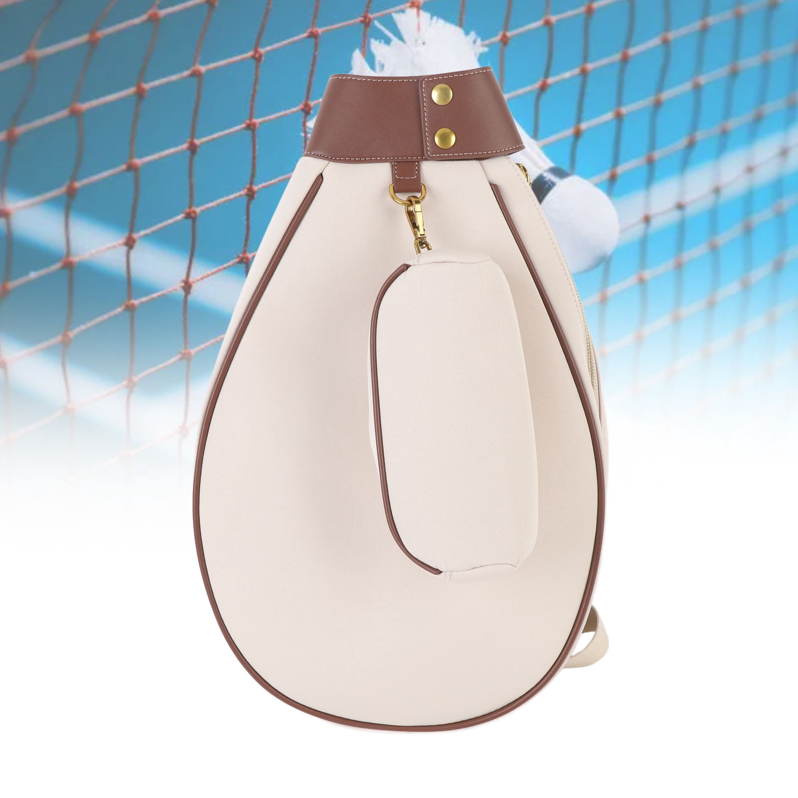 YAHHU Professional Tennis Sling Bag Large Capacity Water Resistant Professional Tennis Backpack for Badminton Beige (20.1 x 13.4 x 2.8 inches / 51 x 34 x 7 cm)