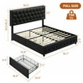 Homfa Full Black Bed Frame with 4 Storage Drawers, Faux Leather