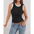 thumbnail image 3 of FreshPretty Crew Neck Tank Top for Women Sleeveless Ribbed Contrasting Slim Fitted Y2k Casual Basic Shirts Spring Summer Tops, 3 of 9