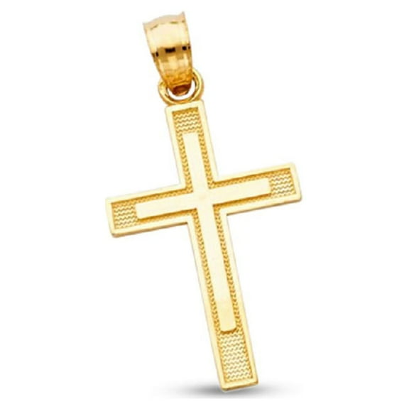 Budded Cross Crucifix Pendant 14k Yellow Gold Solid Charm Classic Plain Religious Design 21 x 15 mm