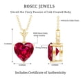 thumbnail image 5 of Rosec Jewels Certified Lab Grown Ruby Heart Pendant Necklace (2 Carat, 8mm, AAAA Quality) - with Chain - Ready to Gift for Women, 18K Yellow Gold, 5 of 6