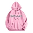 thumbnail image 4 of TYGHBN Women's Fashionable British Style Letter Printed Drawstring Pocket Round Neck Long Sleeved Casual Sports Hoodie (1) Zipper Hoodies for Women Sweatshirt Zip up Womens Hoodies Tall Lightweight, 4 of 5