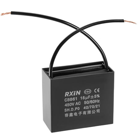 

Uxcell 58x50x28mm 18uF 450V AC 2 Cable CBB61 Ceiling Fan Run Capacitor