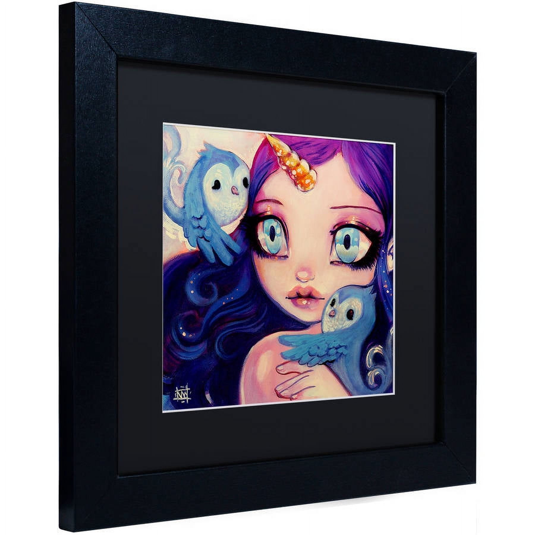 Trademark Fine Art "A Little Birdy Told Me" Canvas Art by Natasha Wescoat, Black Matte, Black Frame