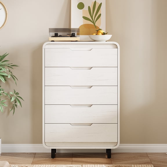 5-Drawer Tall Dresser for Bedroom - 48" Modern Wood Chest of Drawers for Living Room, Hallway