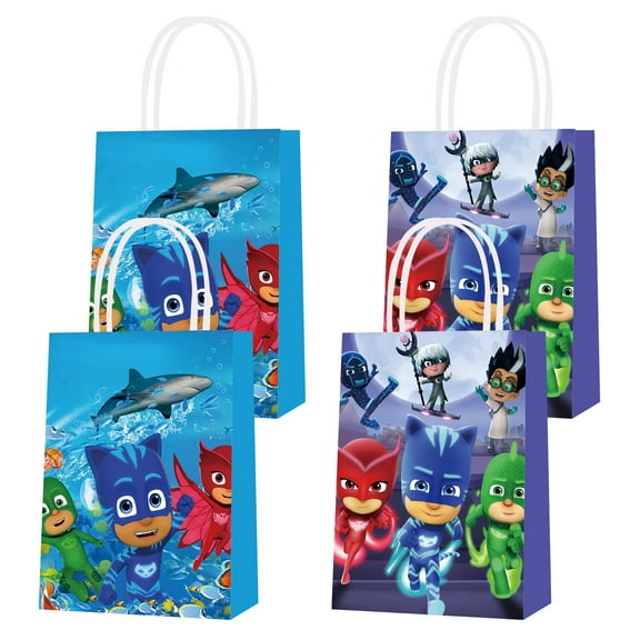 16PCS For PJ Masks Theme Party Favor Bags,Birthday Party Bags,Birthday Party Decorations With Handles Favor Bags Candy Gift Bags for Birthday Party
