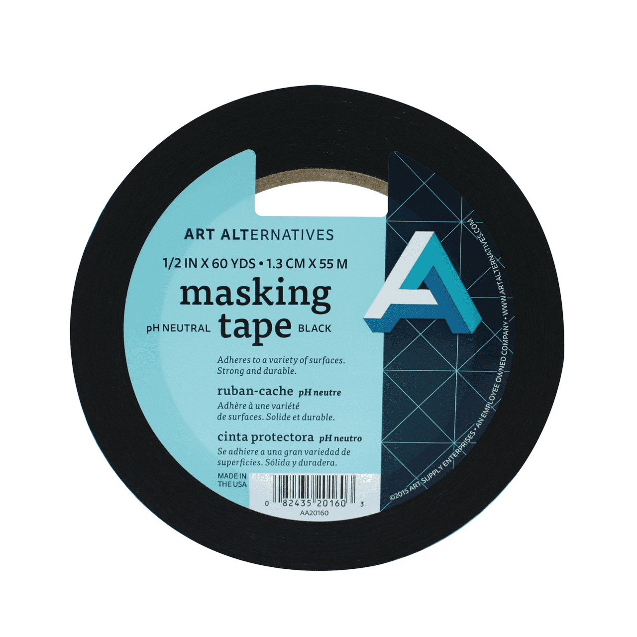 Art Alternatives pH Neutral Black Masking Tape, 1/2" x 60 yds. Roll