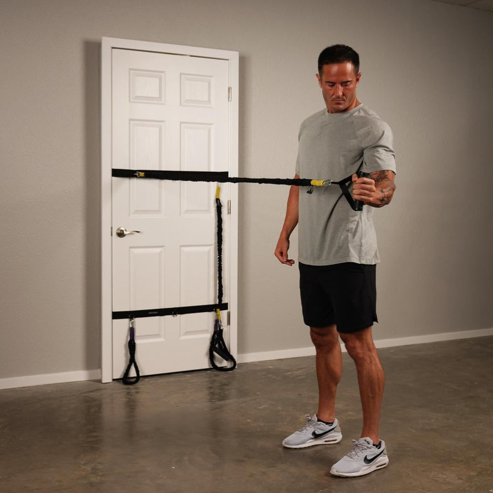 Iron Neck Dynamic Resistance Band with 10lb Max Resistance | Train, Workout, or Rehab Training Band Stretches from 3 to 9 ft | Cloth Wrapped with Stainless Steel Carabineers