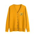 thumbnail image 2 of NTACZA Yellow Woman Sweater Floral V Neck Button Down Cardigan Sweater Classic Fit Dressy Sweater Coat Jumpers for Women XXL, 2 of 5