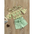 thumbnail image 3 of Bagilaanoe 2pcs Little Girls Summer Clothes Set Print Mid-sleeve T-shirt Tops Shorts with Belt, 3 of 8