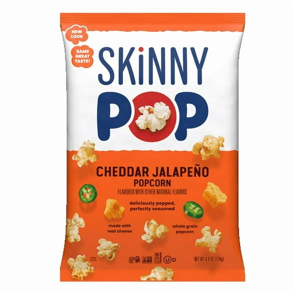 Skinnypop Gluten Free Cheddar Jalapeno, 4.4 oz Sharing Size Bag, Skinny Pop, Healthy Popcorn Snacks