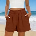 thumbnail image 2 of HBBIKVI High Waisted Bermuda Shorts for Women Paper Bag Waist Shorts With Exterior Pocket Adjustable Waist for Travel Vacation, 2 of 10
