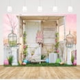 thumbnail image 2 of Spring Happy Easter Pink Sky Photography Backdrops Rabbit Colorful Eggs Green Grass Backdrop Vinyl 5x3ft Kids Newborn Party Photo Background Girls Birthday Banner Studio Booth Props, 2 of 6
