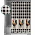 thumbnail image 3 of Small Stall Shower Curtain 36x72 Inch Narrow Half Size Black White Plaid Rooster Bath Curtains Bathroom Decor Vintage Farmhouse Checkered Rustic Waterproof Fabric Shower Curtain Set Hooks 36 Inch, 3 of 6