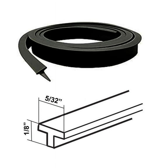 Black "T" Sill Bead Vinyl for Framed Shower Doors - 7 ft Long