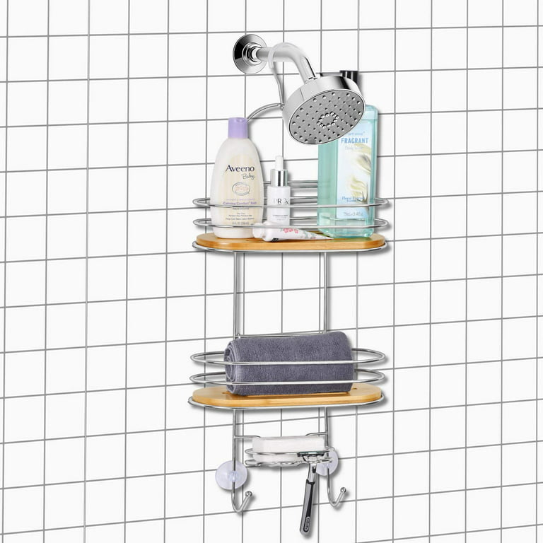 GeekDigg 3 Tier Hanging Shower Caddy, Shower Caddy Basket over  Shower Head with Suction Cups, Hooks, Bathroom Caddies, Rustproof Stainless  Steel, Silver : Home & Kitchen