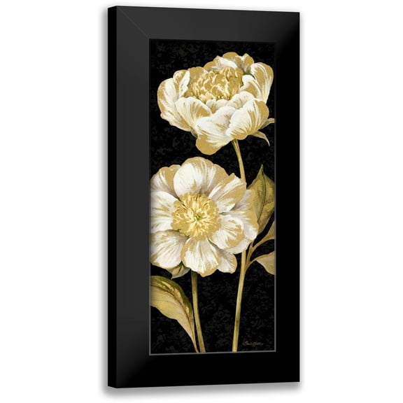 Gladding, Pamela 8x14 Black Modern Framed Museum Art Print Titled - Touch of Gold on black Panel I