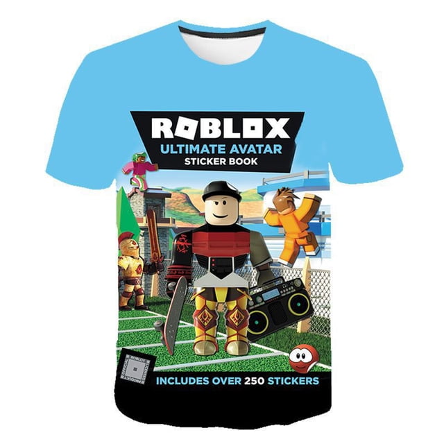 ROBLOX-Camiseta de manga corta para niños, ropa de verano de algodón para niños, camiseta informal de dibujos animados, sudadera para niños y niñas