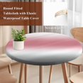 thumbnail image 3 of Ombre Grey Pink Round Tablecloth 55-60 Inch Round Fitted Table Cloth with Elastic Edge, Modern Abstract Art Gradient Waterproof Table Cover Protector for Outdoor Picnic Party Dining, 3 of 9