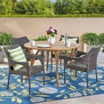 thumbnail image 2 of GDF Studio Kaysn Outdoor Acacia Wood and Wicker 5 Piece Dining Set, Multibrown and Teak, 2 of 13