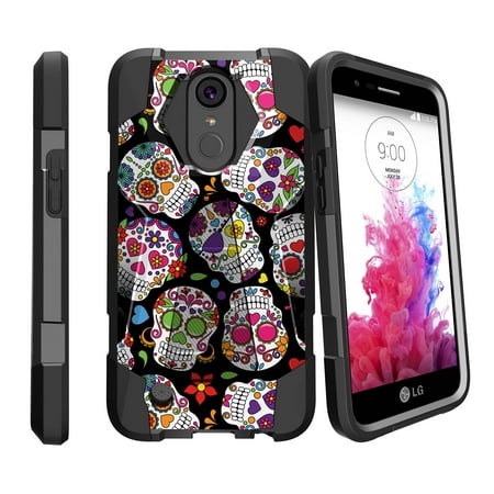 Case for LG K20 | K20 Plus | K10 2017 Version [ Shock Fusion ] Hybrid Layers and Kickstand Case Skull