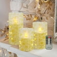 thumbnail image 3 of XINAOBAOLUO Golden Flower Flickering Flameless Candles, Recessed String Light LED Pillar Candles with Remote and Timer for Modern Simple Home Decor Set of 3, 3 of 6