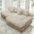 thumbnail image 2 of 118" Modular Sectional Sofa, Upholstered Plush Corduroy Compressed Couch for Living Room, Bedroom, Apartment, No Assembly Required, Beige, 2 of 7