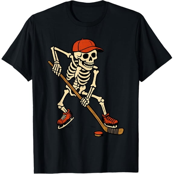 Skeleton Ice Hockey Costume Spooky Sport Player T-Shirt All Size S-5Xl