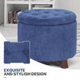thumbnail image 4 of MoNiBloom Storage Ottoman with Padded Seat, Modern Cotton-linen Footrest, Round Seat Stool, for Entryway Living Room, Navy Blue, 4 of 8
