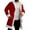 2-Red, variant on Unisex Red Leather Stylish Long Coat Christmas Santa Claus Shearling Hooded Trench Coat