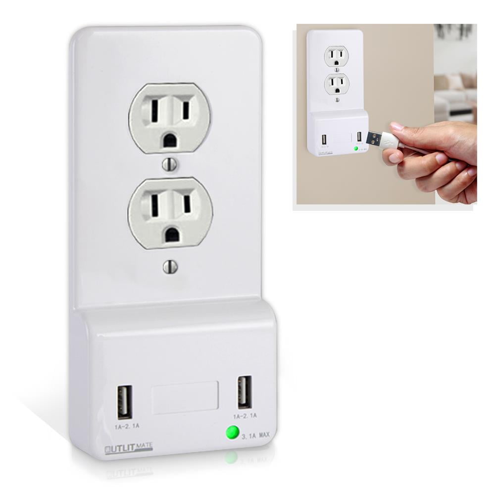USB Fast Charging w/ Built-in Night-Light Pyle Wall Power Outlet Cover Plate 