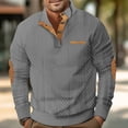 thumbnail image 1 of Gspmoly Mens Sweatshirt, Man Long Sleeve Solid Color Round Neck Button Fashion Fallow Blouse Top Going Out Tops Clearance Sale, 1 of 6