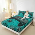 thumbnail image 4 of jejeloiu Blue Gamepad Twin Sheet Sets,Modern Video Game Twin Fitted Sheet,Halloween Spider Webs Flat Sheet For Girl Kids,Super Cozy Bedroom Decor,3pcs, 4 of 7