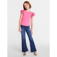 thumbnail image 2 of Wonder Nation Girls' Ribbed Top with Short Ruffle Sleeves, Sizes 4-18 & Plus, 2 of 8