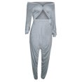thumbnail image 2 of Idoravan Women Sets Clothing Womens Casual Fashion Sexy Open Navel V-neck Solid Cross Top Crotch Pants Suit, 2 of 9