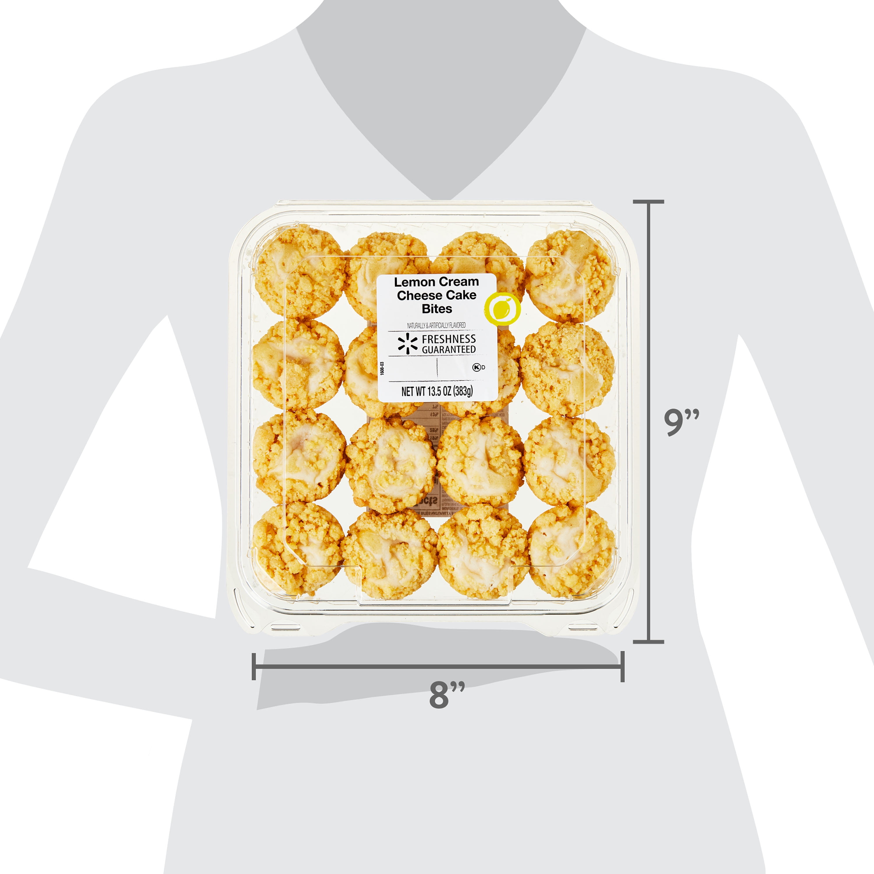 Freshness Guaranteed Lemon Cream Mini Cheese Cake Bites, 13.5 oz, 16 Count (Clamshell, Shelf-Stable/Ambient)