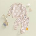 thumbnail image 2 of TOWED22 Toddler Kids Girls Outfits 2 Piece Long Sleeve Soft Sweatshirt and High Waist Joggers Pants Set Cute Print Clothes(Beige,0-6 M), 2 of 4