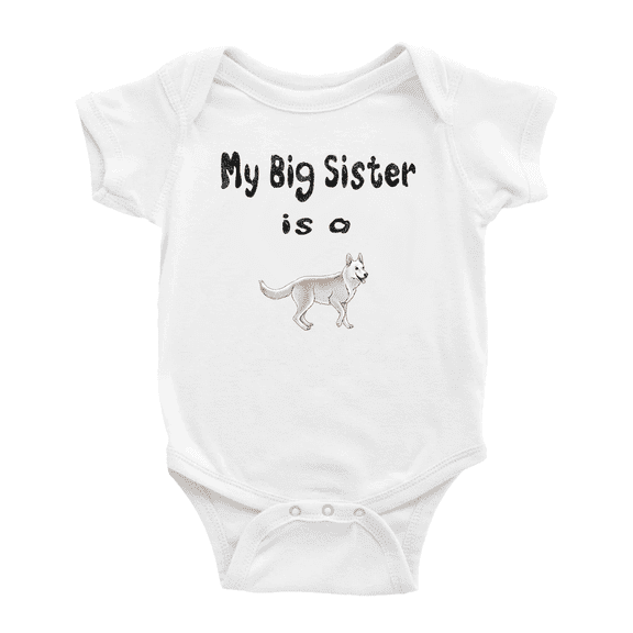 My Big Sister Is A Canaan Dog Funny Baby Clothing Bodysuits Boy Girl Unisex