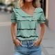 thumbnail image 2 of Tops de Algodón para Mujeres Cuello en V Casual de Manga Corta, Imitación Algodón Primavera Y Blusa de Verano, 2 of 5