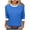 Blue, variant on Hngshg Women's T Shirts Color Block 3/4 Length Sleeve Loose Trendy Solid Color Business Casual Blouses Summer Workout Office Tops